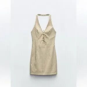 Zara Gingham Halter Mini Dress